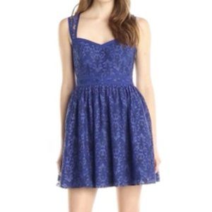Blue lace fit and flare dress
